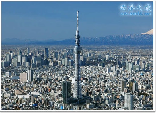 世界上最高的塔，日本东京Skytree(634米) 